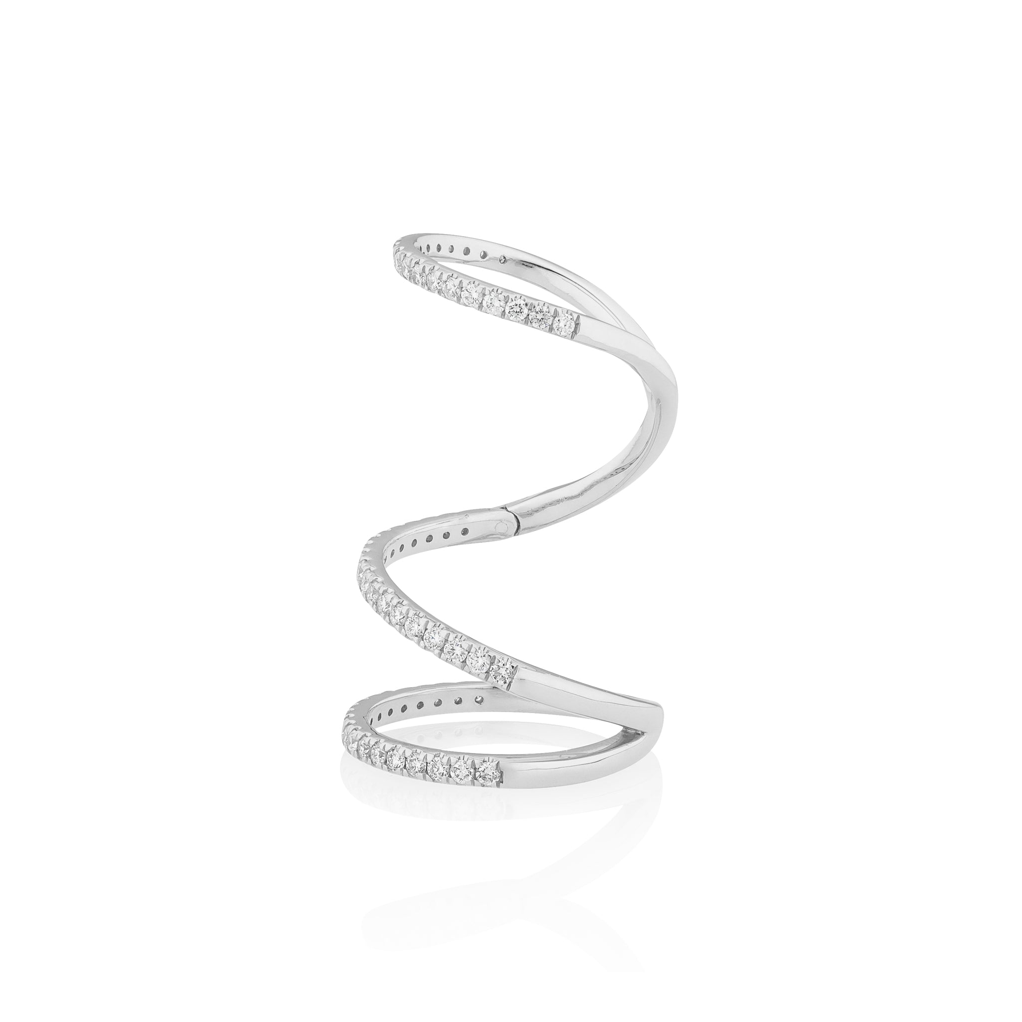 14 Karat White Gold Diamond Knuckle Ring