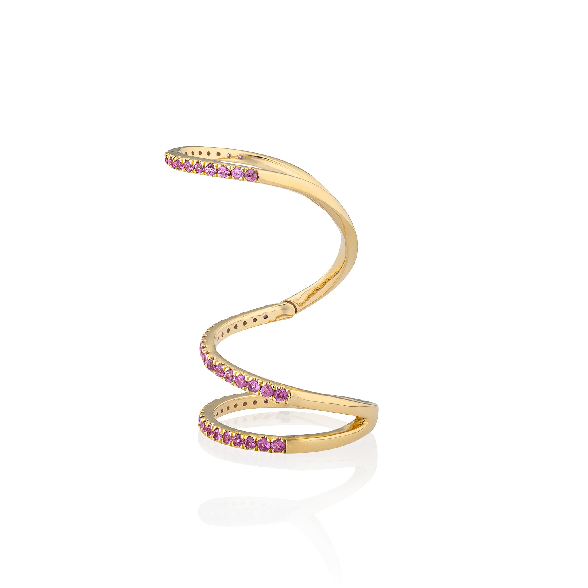 14 Karat Yellow Gold Pink Sapphire Knuckle Ring