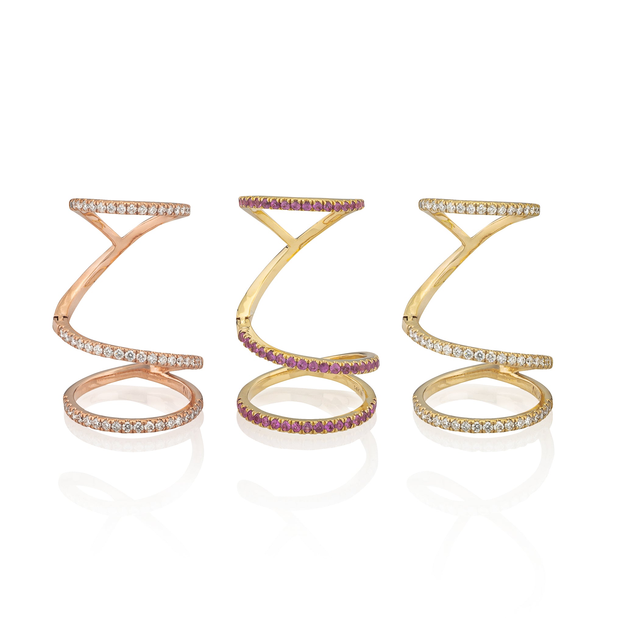 14 Karat Yellow Gold Diamond Knuckle Ring