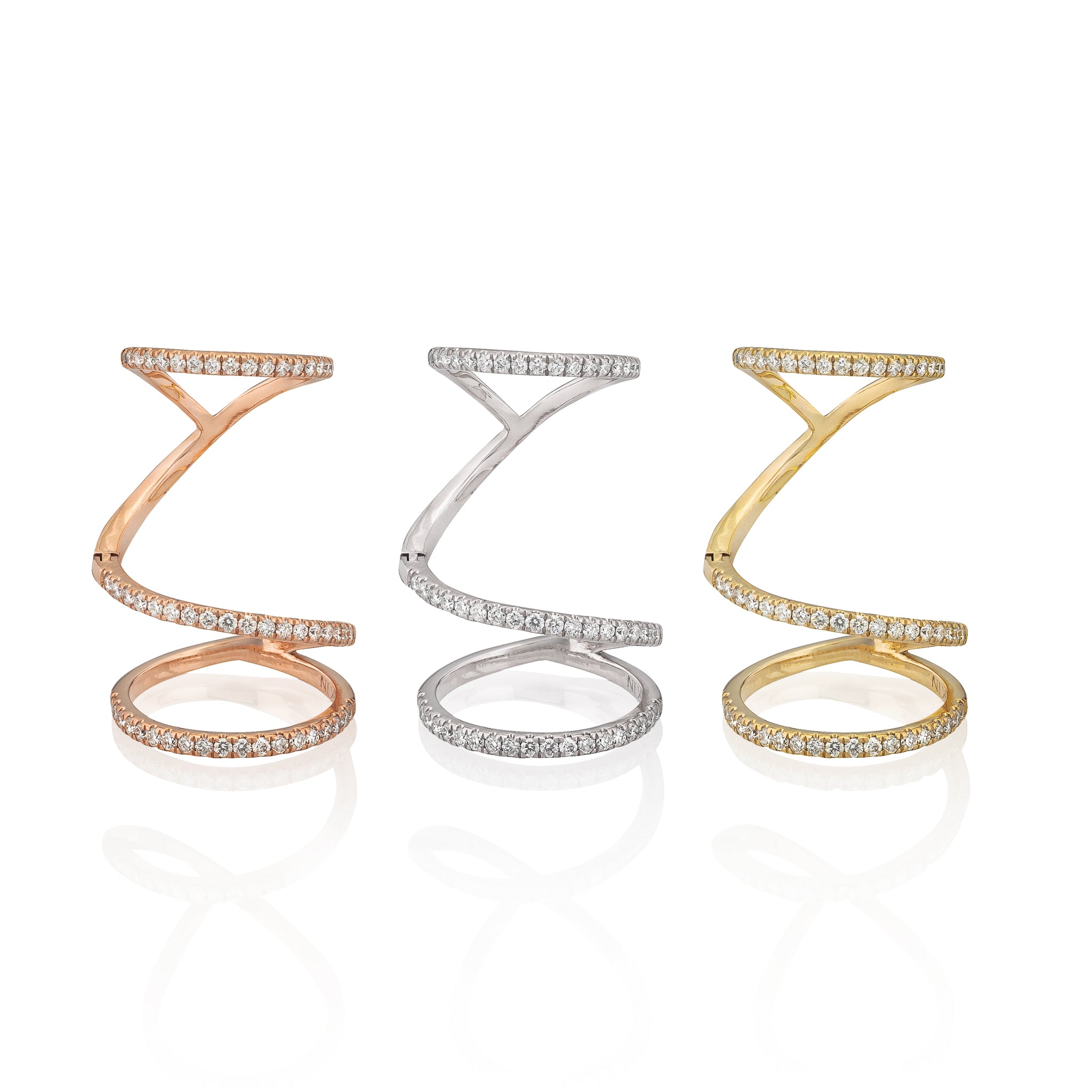 14 Karat Yellow Gold Diamond Knuckle Ring