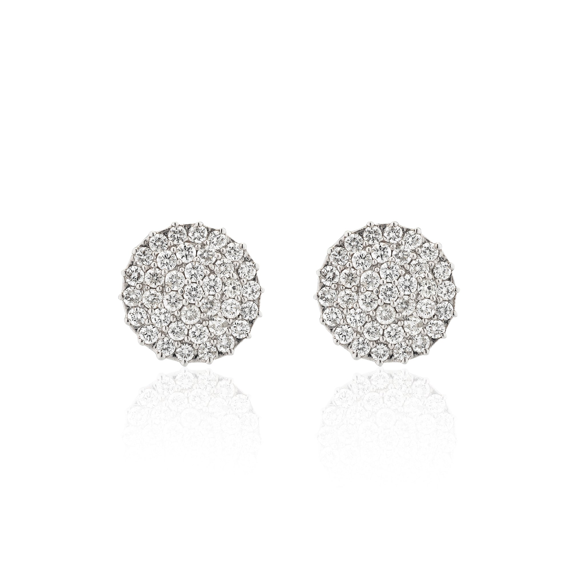 Pave Stud Circle Diamond Earrings