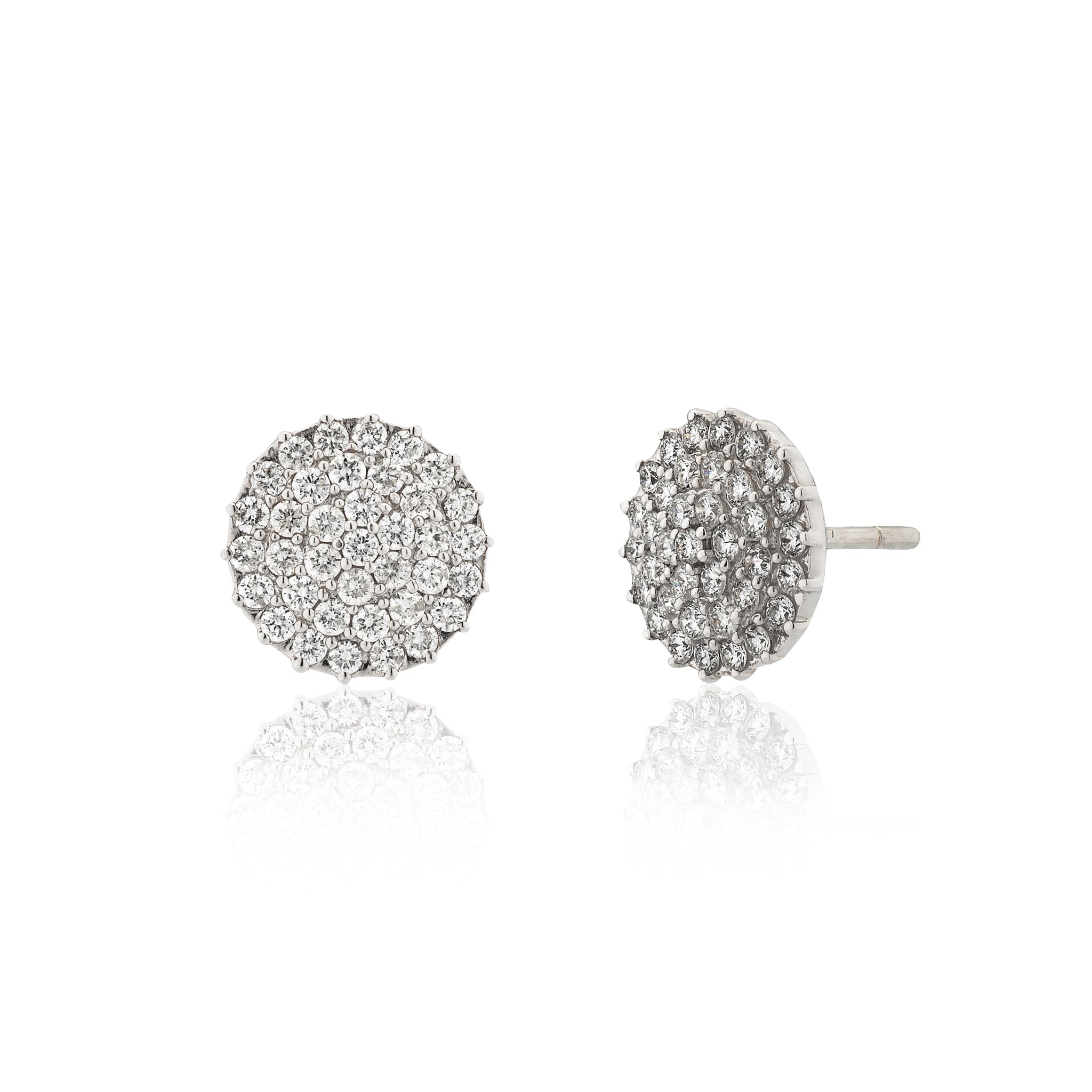 Pave Stud Circle Diamond Earrings