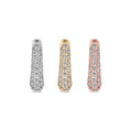 Load image into Gallery viewer, Three Row Pave Diamond 10mm Hoops
