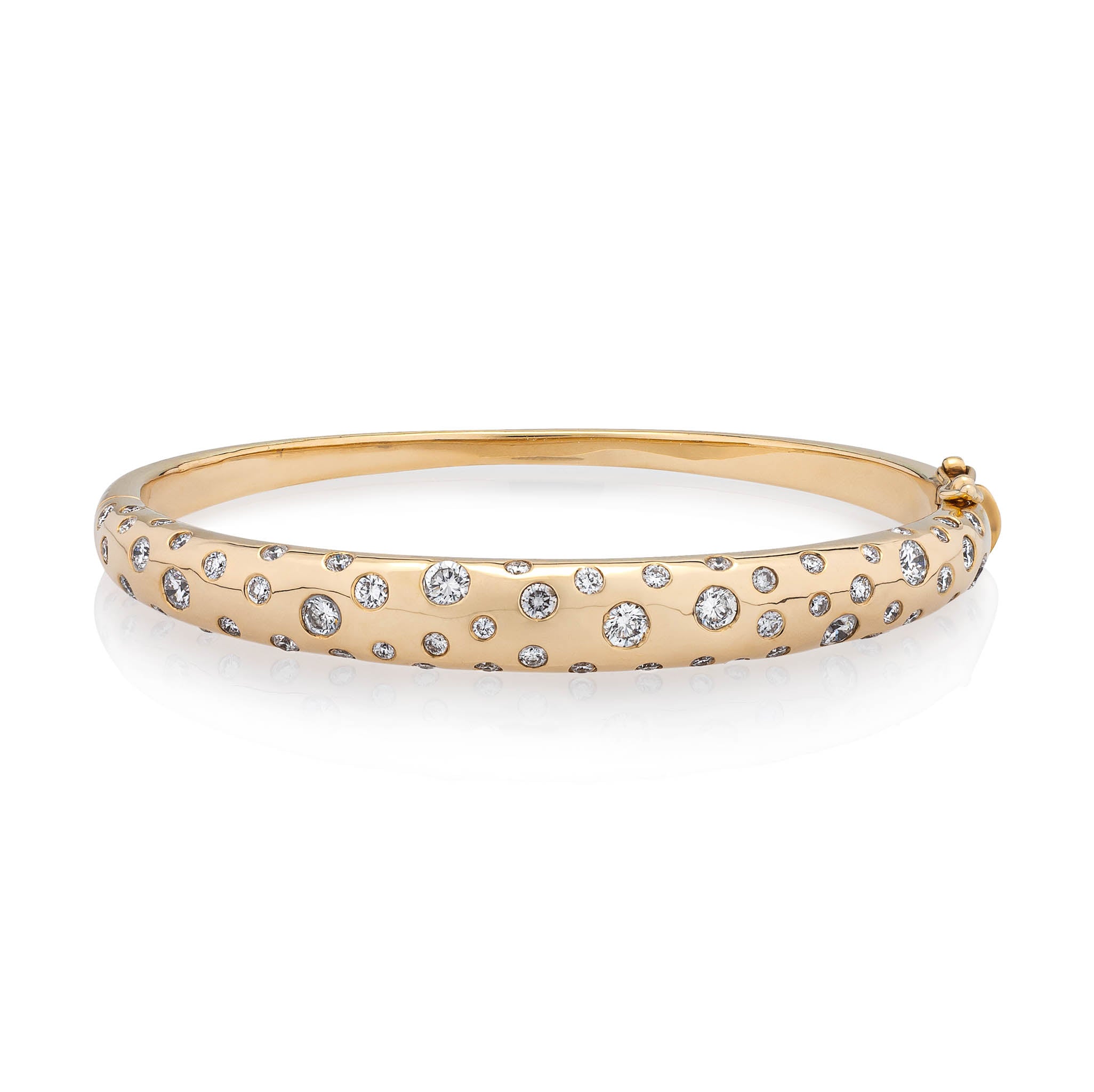 14 Karat Gold Diamond Speckle Hinge Bracelet