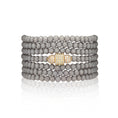 Load image into Gallery viewer, 4mm Gray Crystal with Yellow Cubic Zirconia Seven Wrap Bracelet and Necklace
