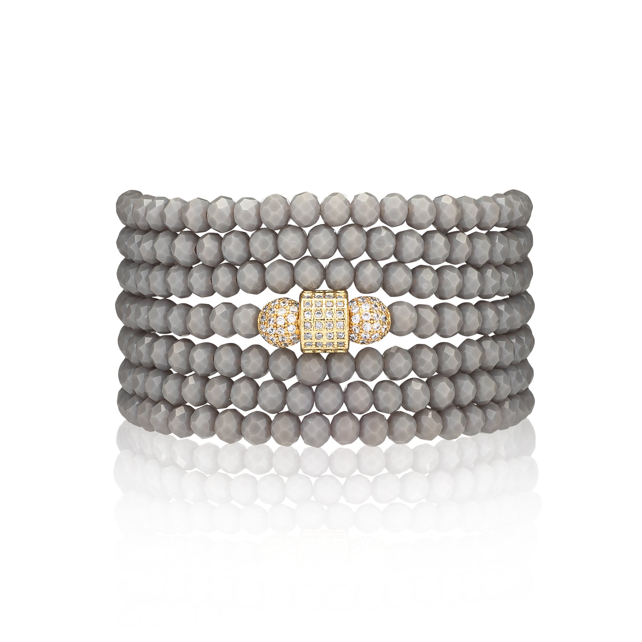 4mm Gray Crystal with Yellow Cubic Zirconia Seven Wrap Bracelet and Necklace