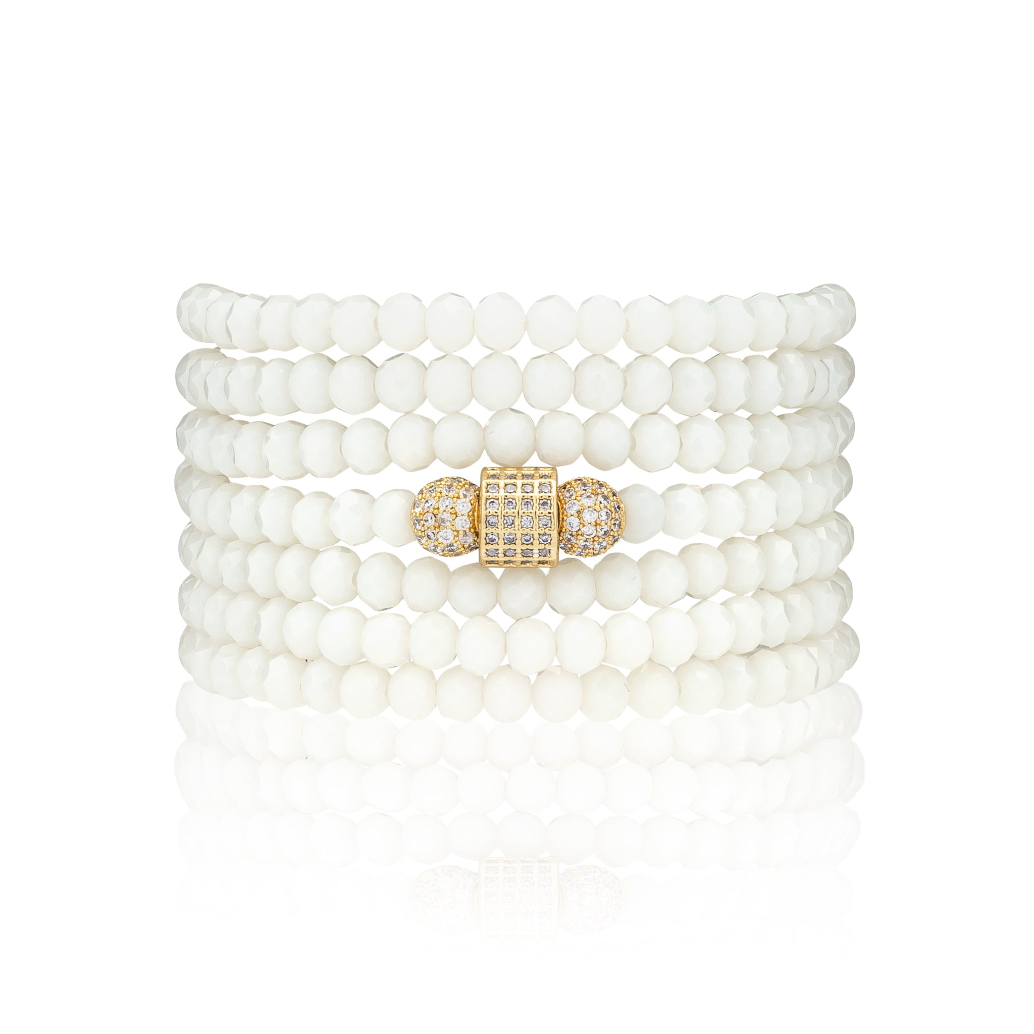 4mm White Crystal with Yellow Cubic Zirconia Seven Wrap Bracelet and Necklace
