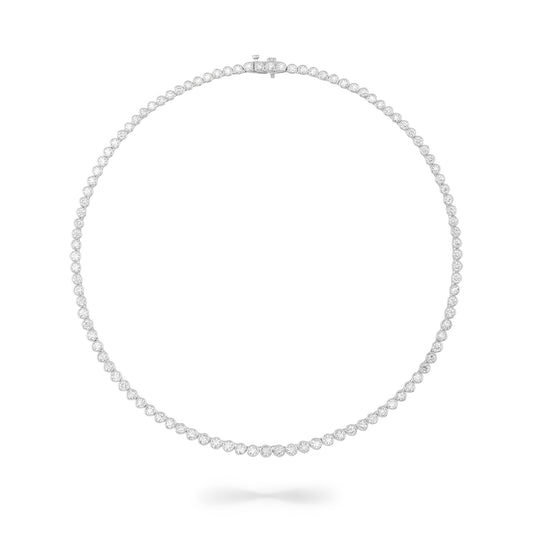 White Gold Bezel All The Way 14.00cts Round Diamond 17.00" Tennis Necklace