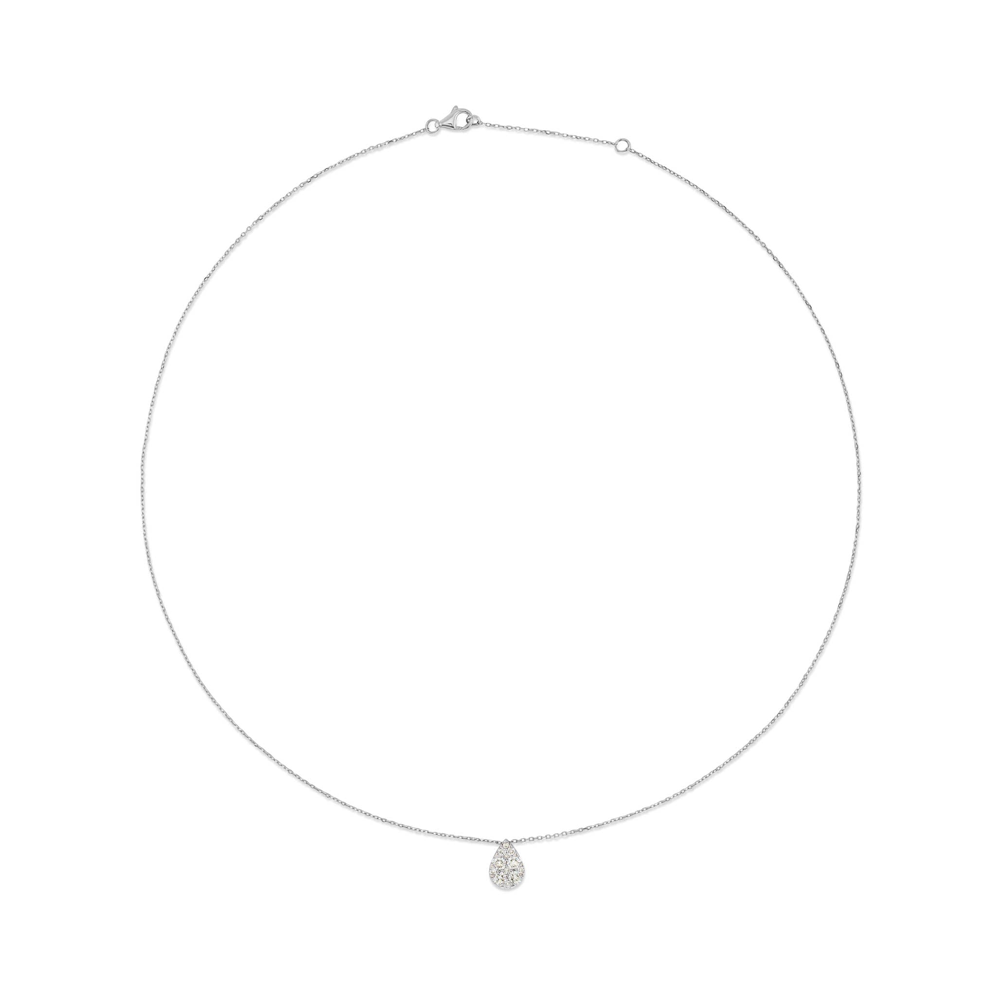 White Gold Pave Diamond Slide Large Pear Necklace
