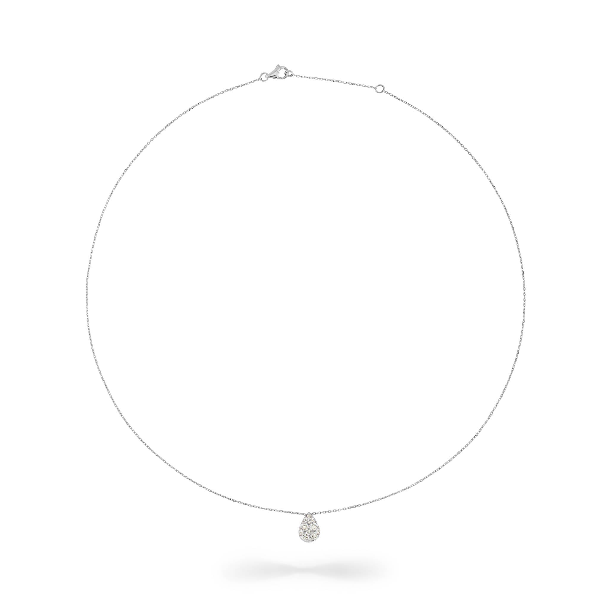 White Gold Pave Diamond Slide Large Pear Necklace