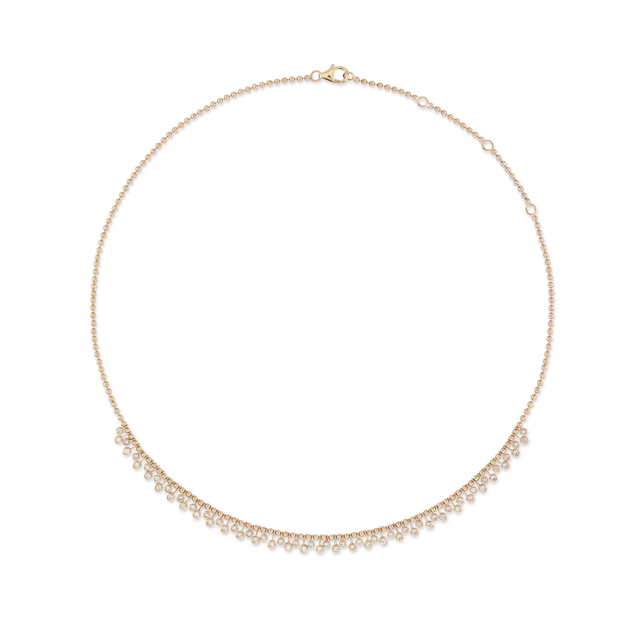 Yellow Gold Diamond Drop Bezel Ball Chain Necklace