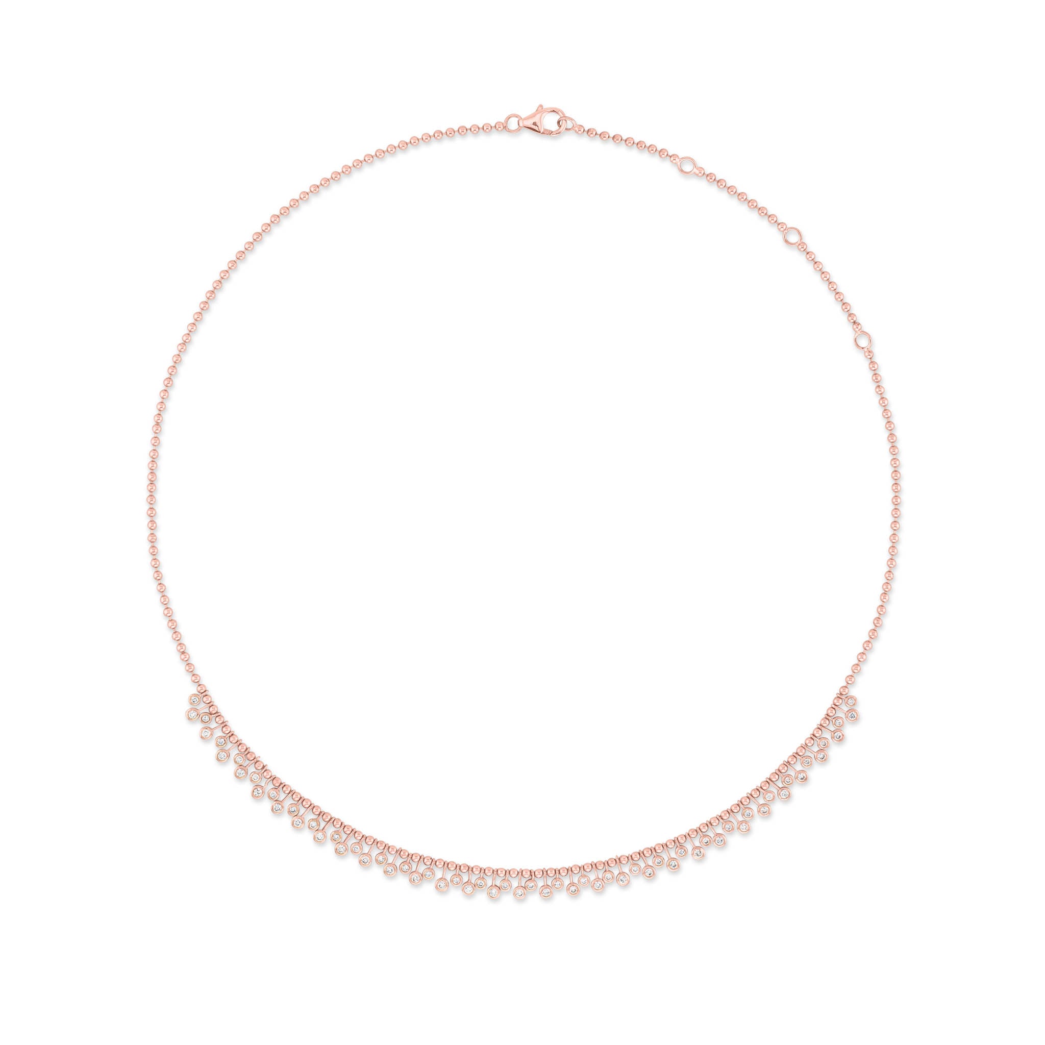 Rose Gold Diamond Drop Bezel Ball Chain Necklace