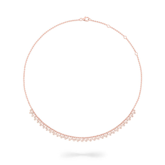 Rose Gold Diamond Drop Bezel Ball Chain Necklace