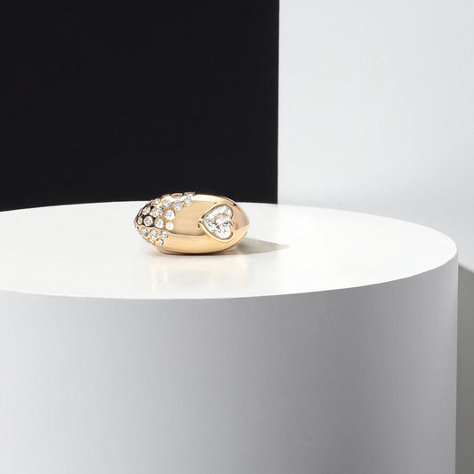 14 Karat Yellow Gold Speckle Heart Ring