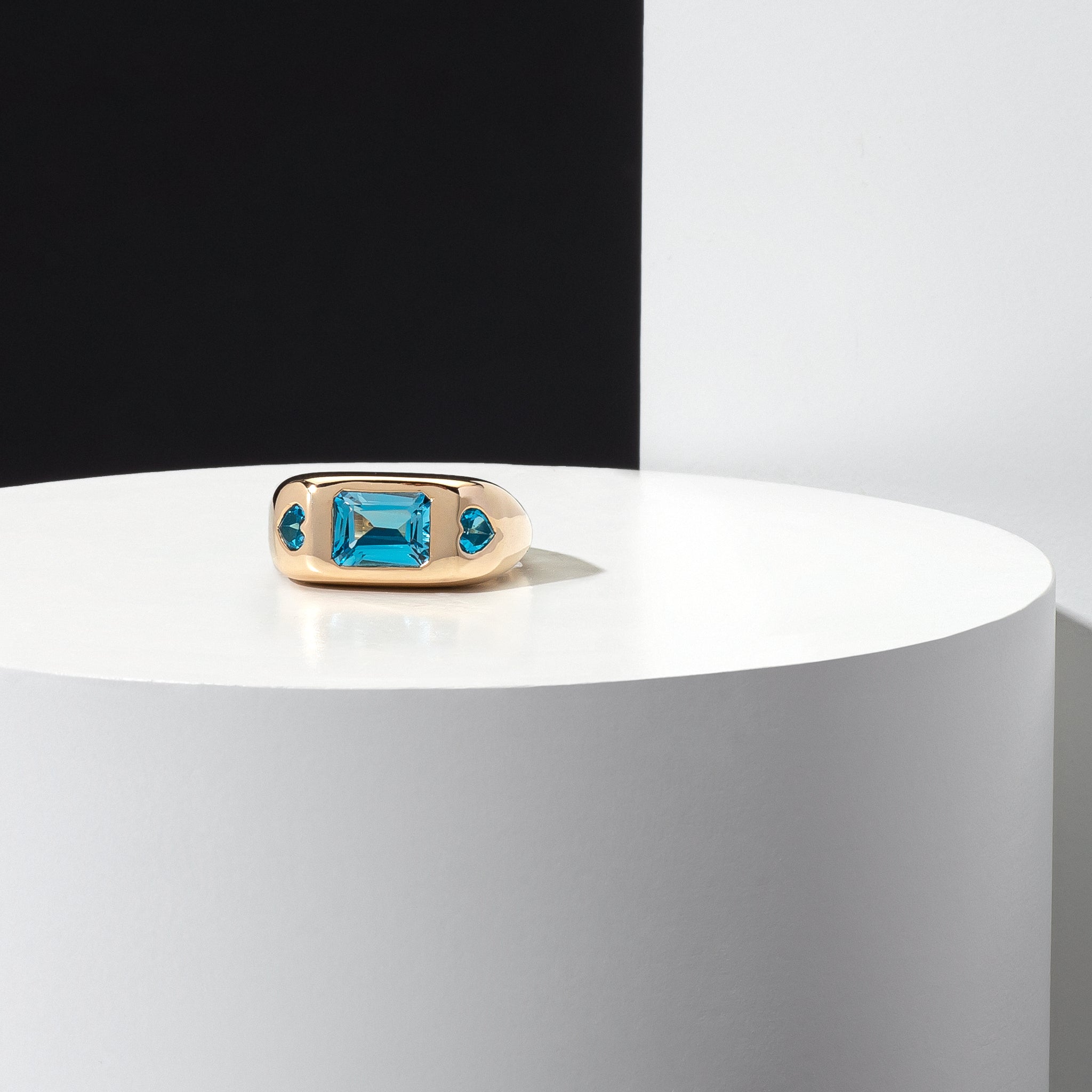 14 Karat Yellow Gold Swiss Blue Topaz Ring