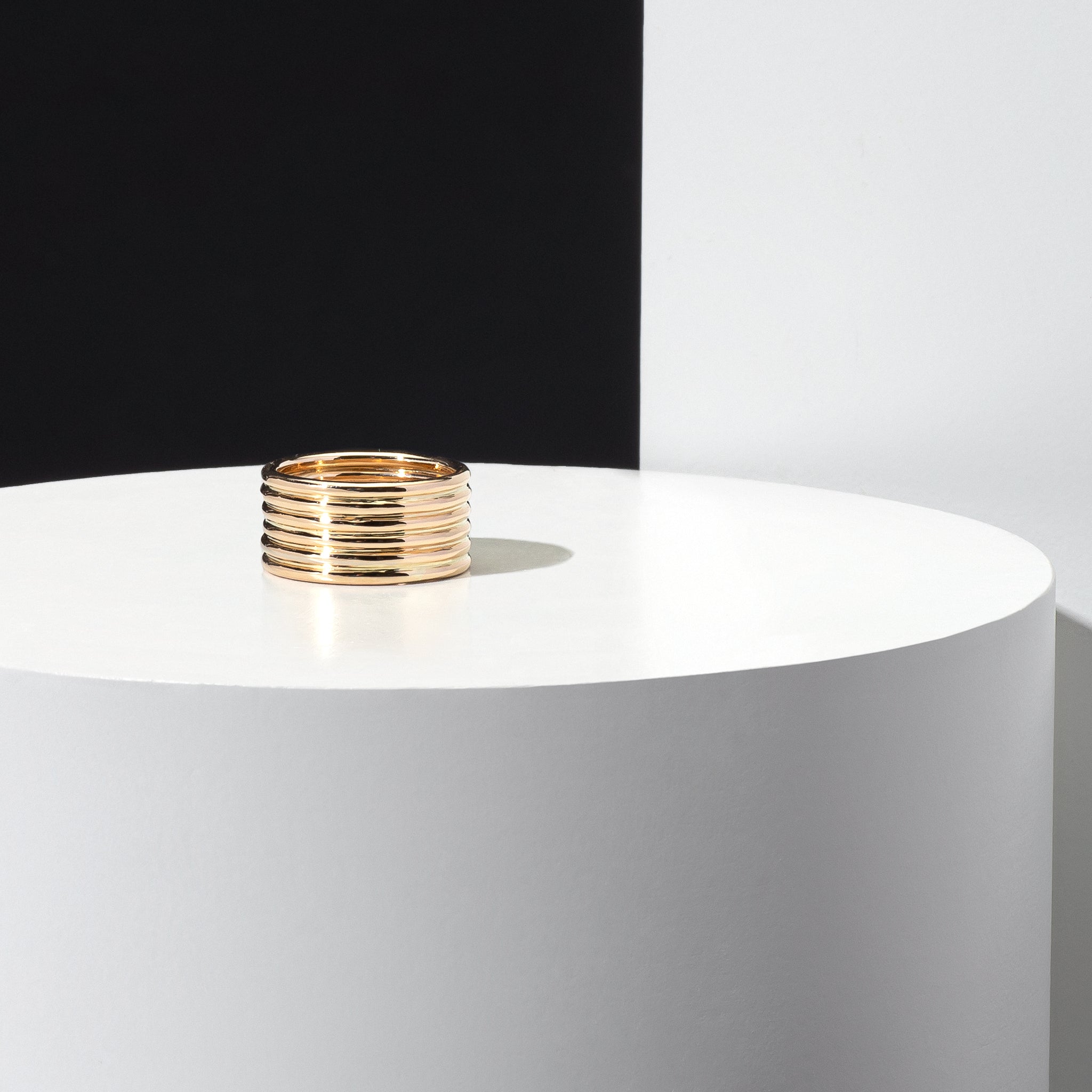 14 Karat Yellow Gold High Polished Barrel Pinky Ring