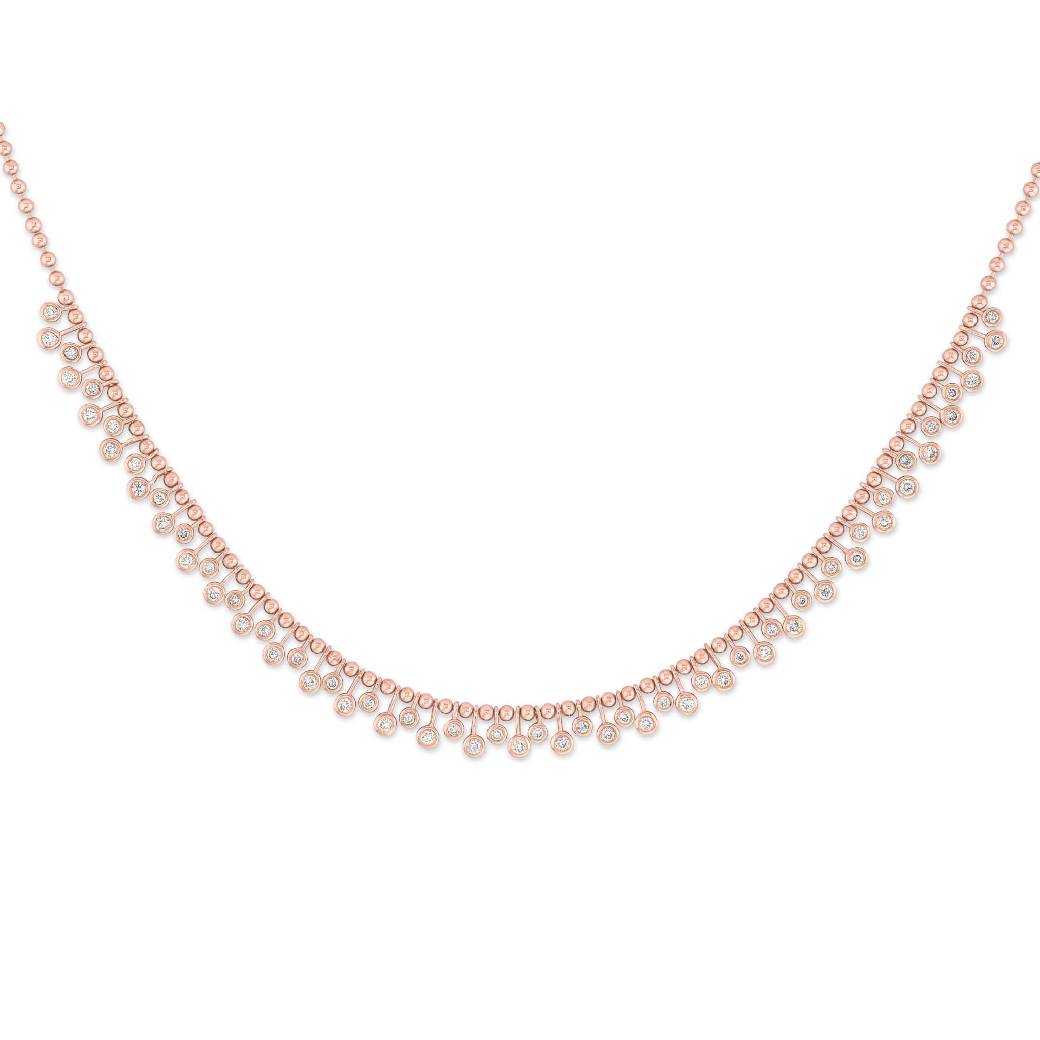 Rose Gold Diamond Drop Bezel Ball Chain Necklace