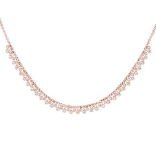Rose Gold Diamond Drop Bezel Ball Chain Necklace