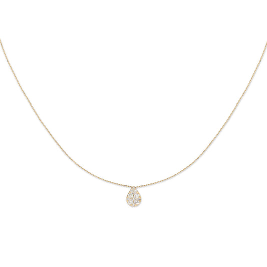 Yellow Gold Pave Diamond Slide Large Pear Necklace