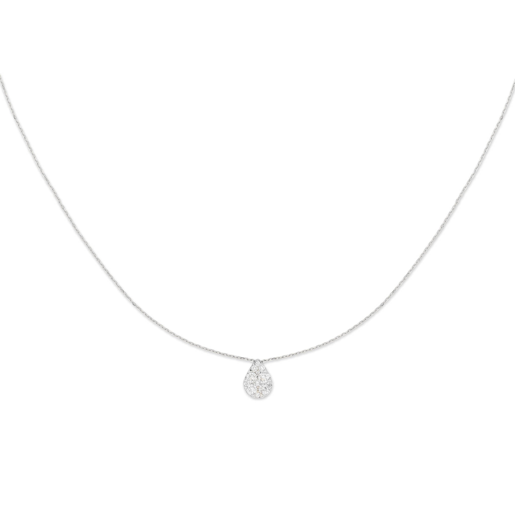 White Gold Pave Diamond Slide Large Pear Necklace