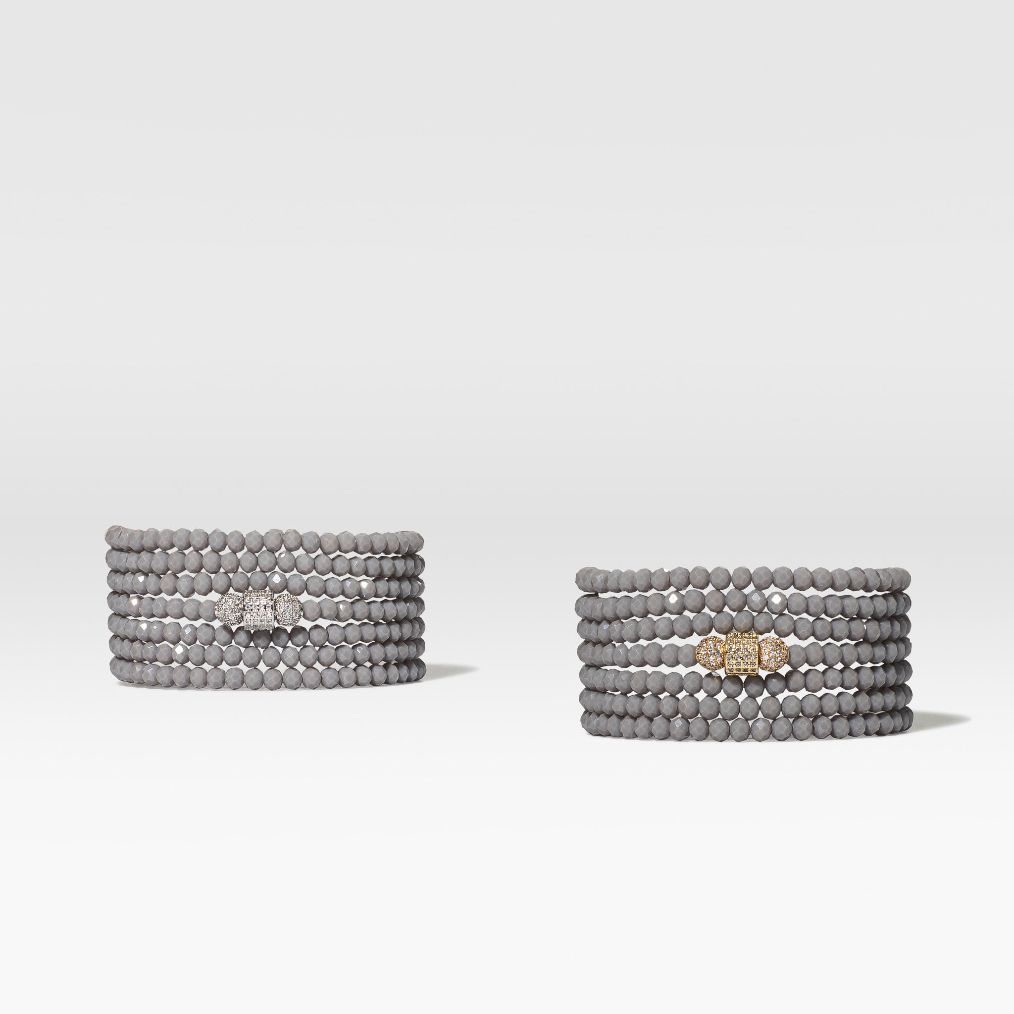 4mm Gray Crystal with Yellow Cubic Zirconia Seven Wrap Bracelet and Necklace