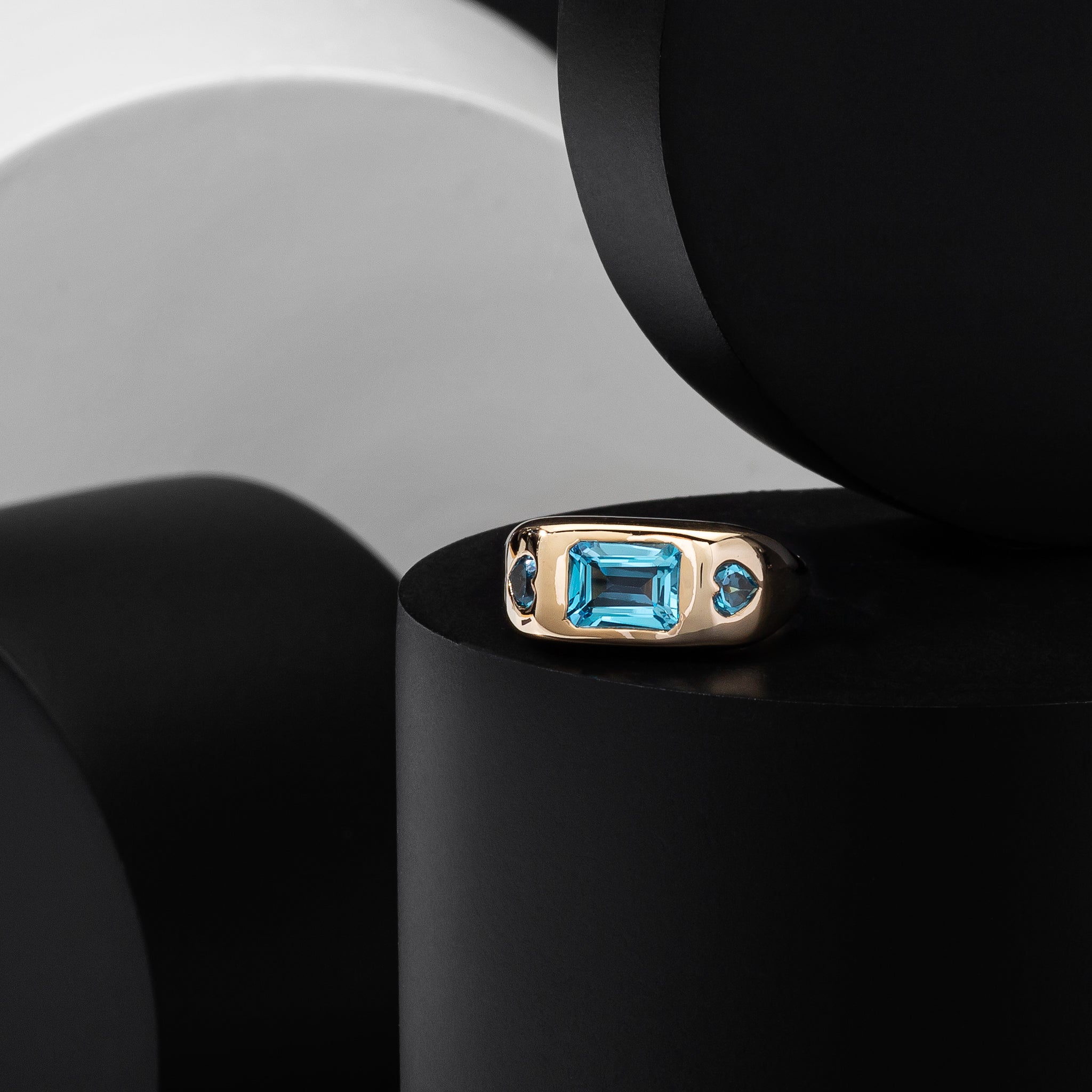 14 Karat Yellow Gold Swiss Blue Topaz Ring