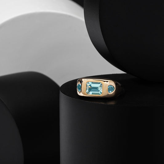 14 Karat Yellow Gold Aquamarine Ring