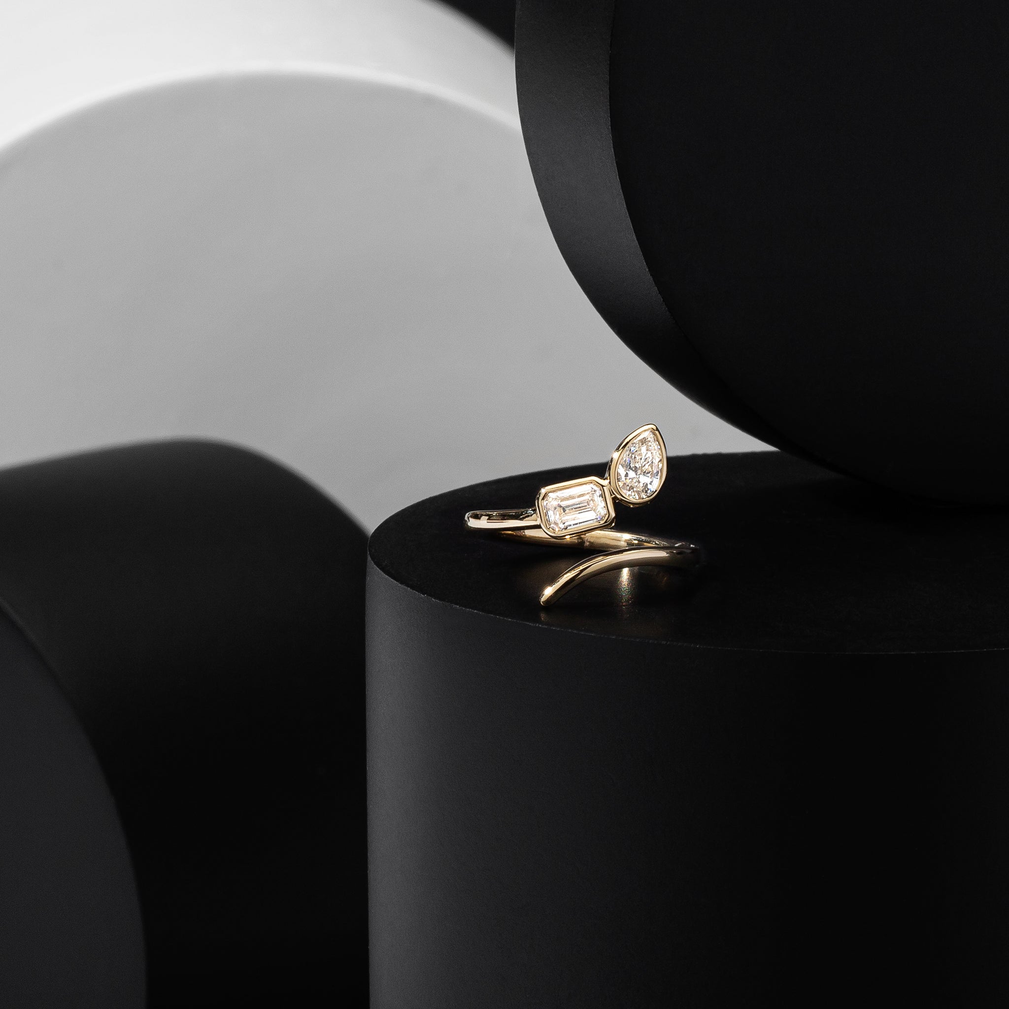 14 Karat Yellow Gold Two Diamond Twist Ring