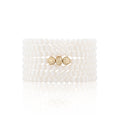 Load image into Gallery viewer, 4mm White Crystal and Yellow Gold Diamond Accent Seven Wrap Beaded Bracelet
