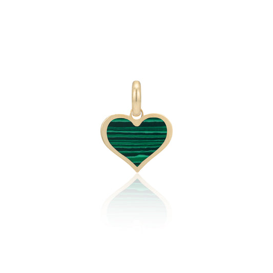 Yellow Gold and Malachite Heart Charm