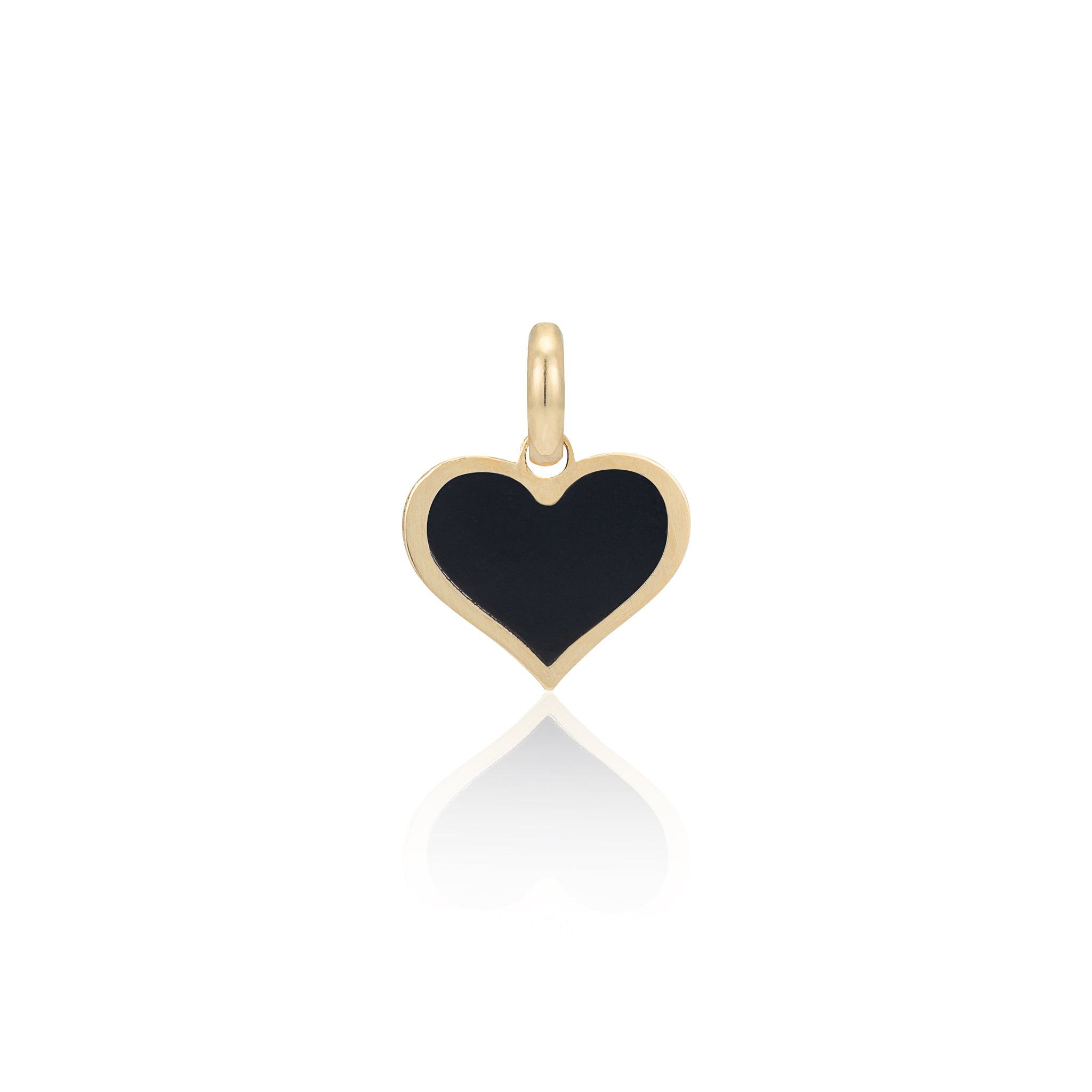 Yellow Gold and Onyx Heart Charm