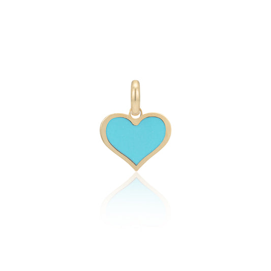 Yellow Gold and Turquoise Heart Charm