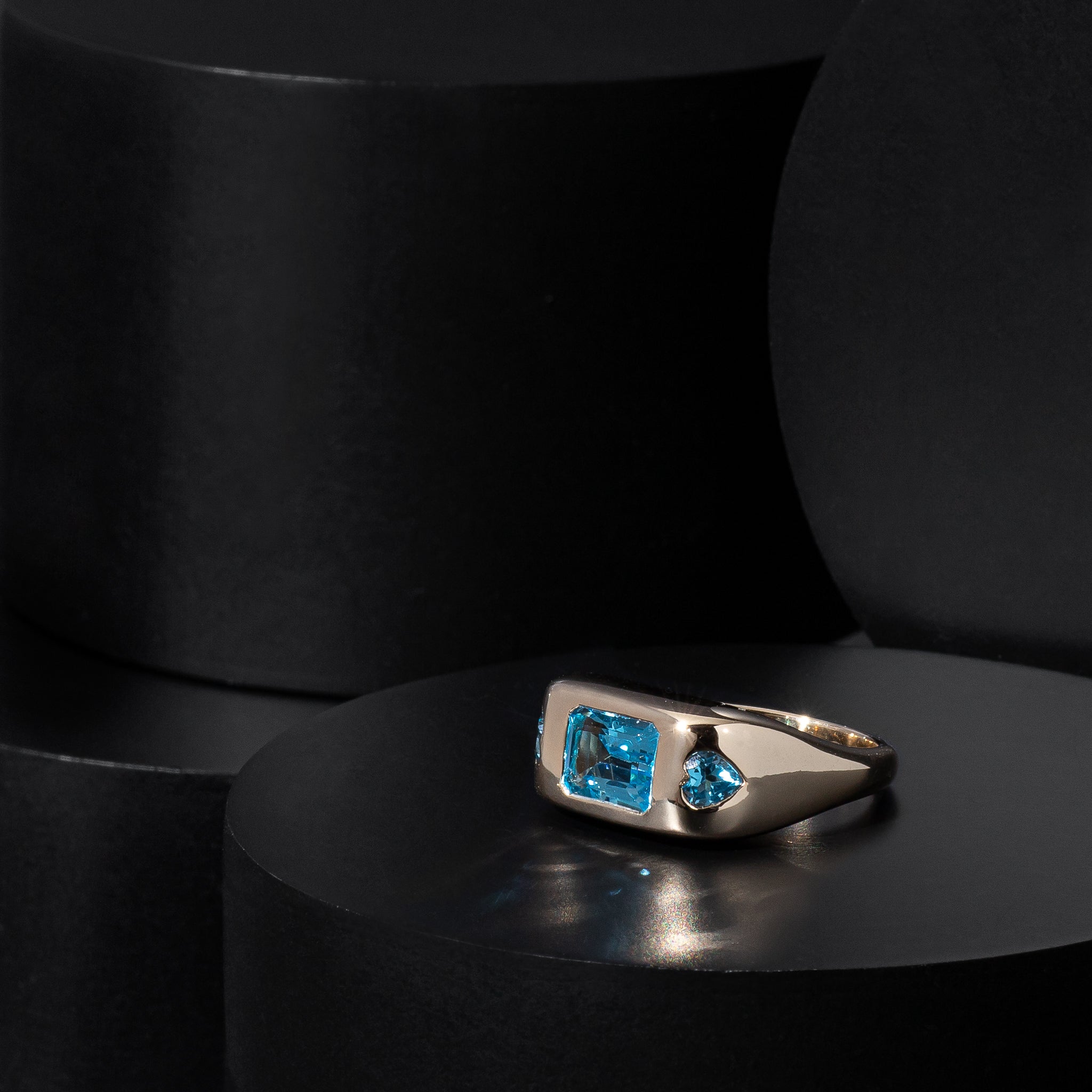 14 Karat Yellow Gold Swiss Blue Topaz Ring