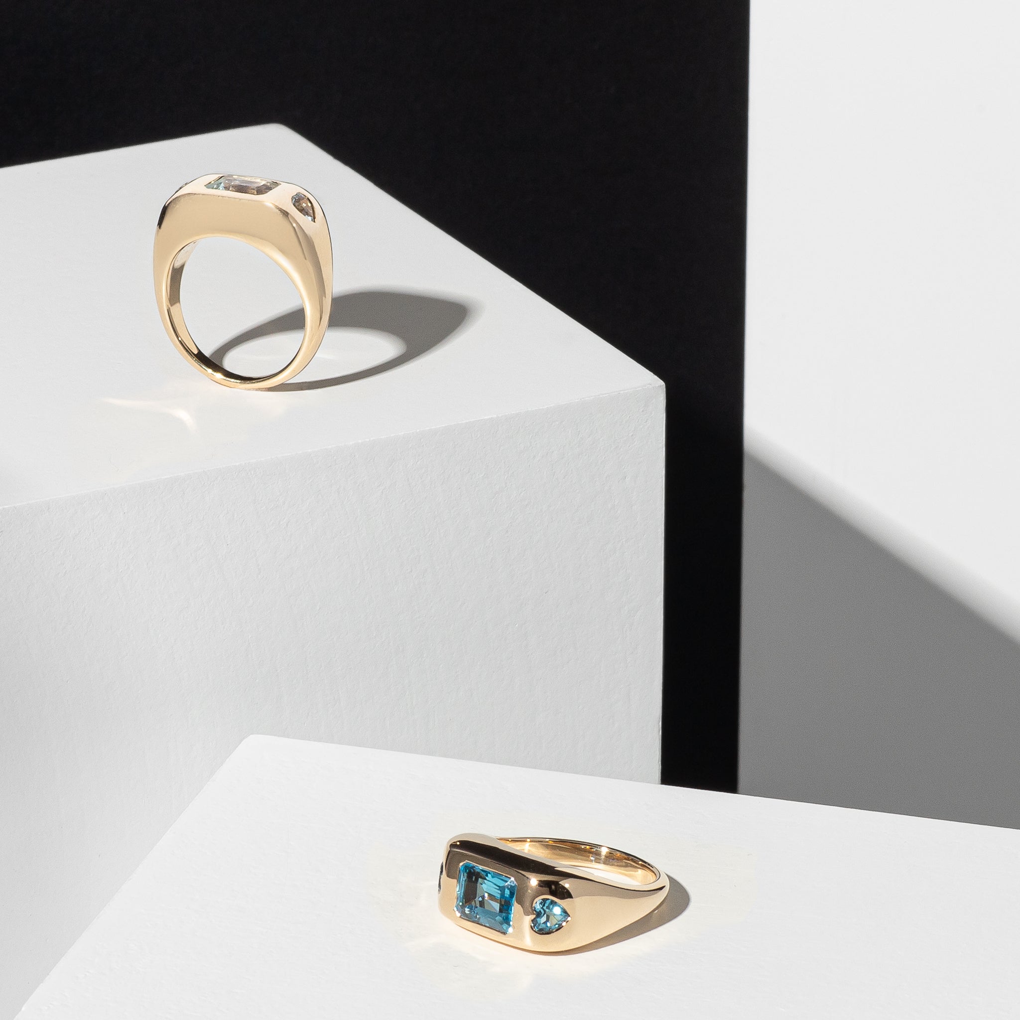 14 Karat Yellow Gold Swiss Blue Topaz Ring