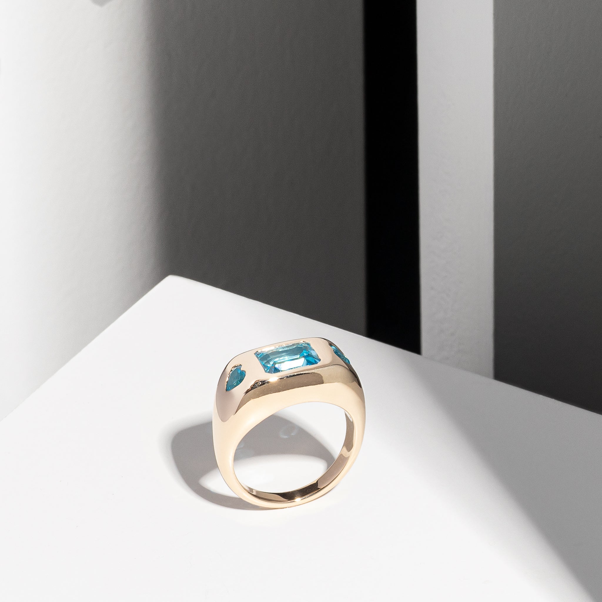 14 Karat Yellow Gold Swiss Blue Topaz Ring