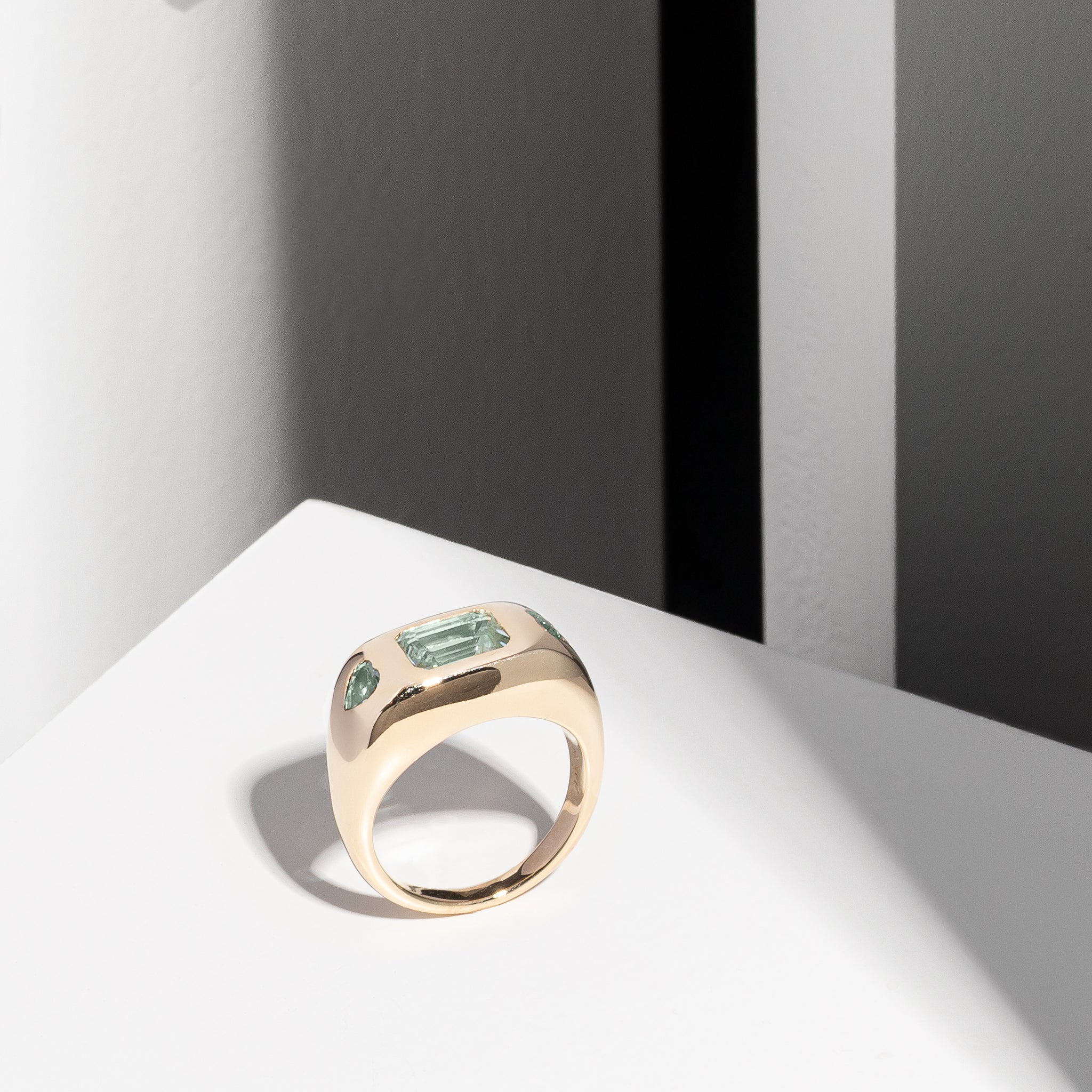 14 Karat Yellow Gold Aquamarine Ring