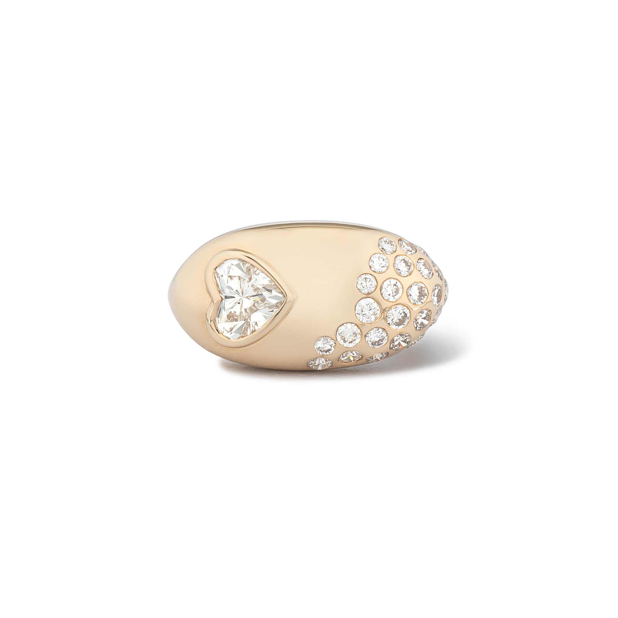 14 Karat Yellow Gold Speckle Heart Ring