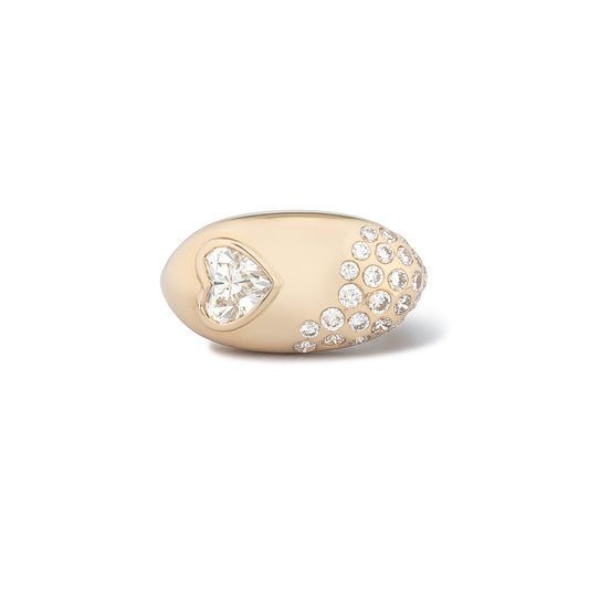 14 Karat Yellow Gold Speckle Heart Ring
