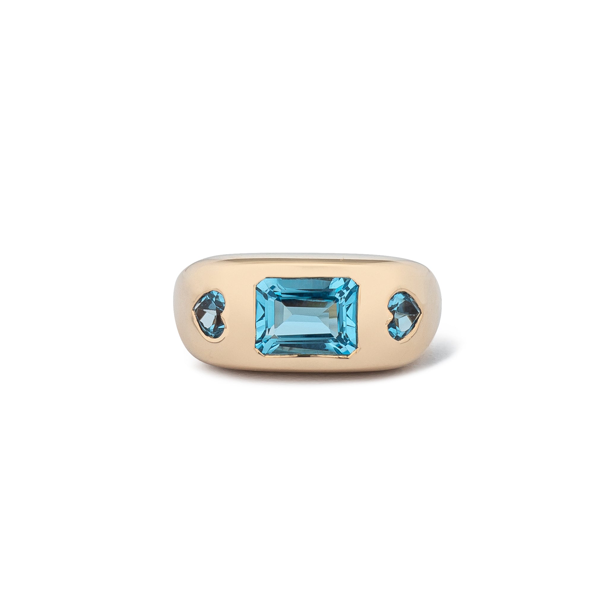 14 Karat Yellow Gold Swiss Blue Topaz Ring