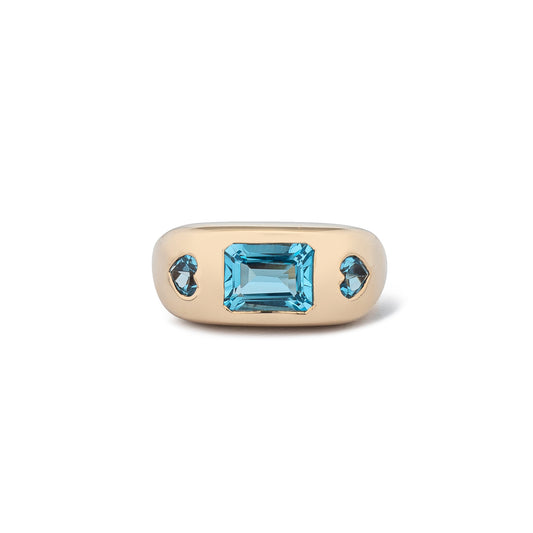 14 Karat Yellow Gold Swiss Blue Topaz Ring