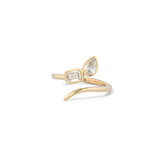 14 Karat Yellow Gold Two Diamond Twist Ring