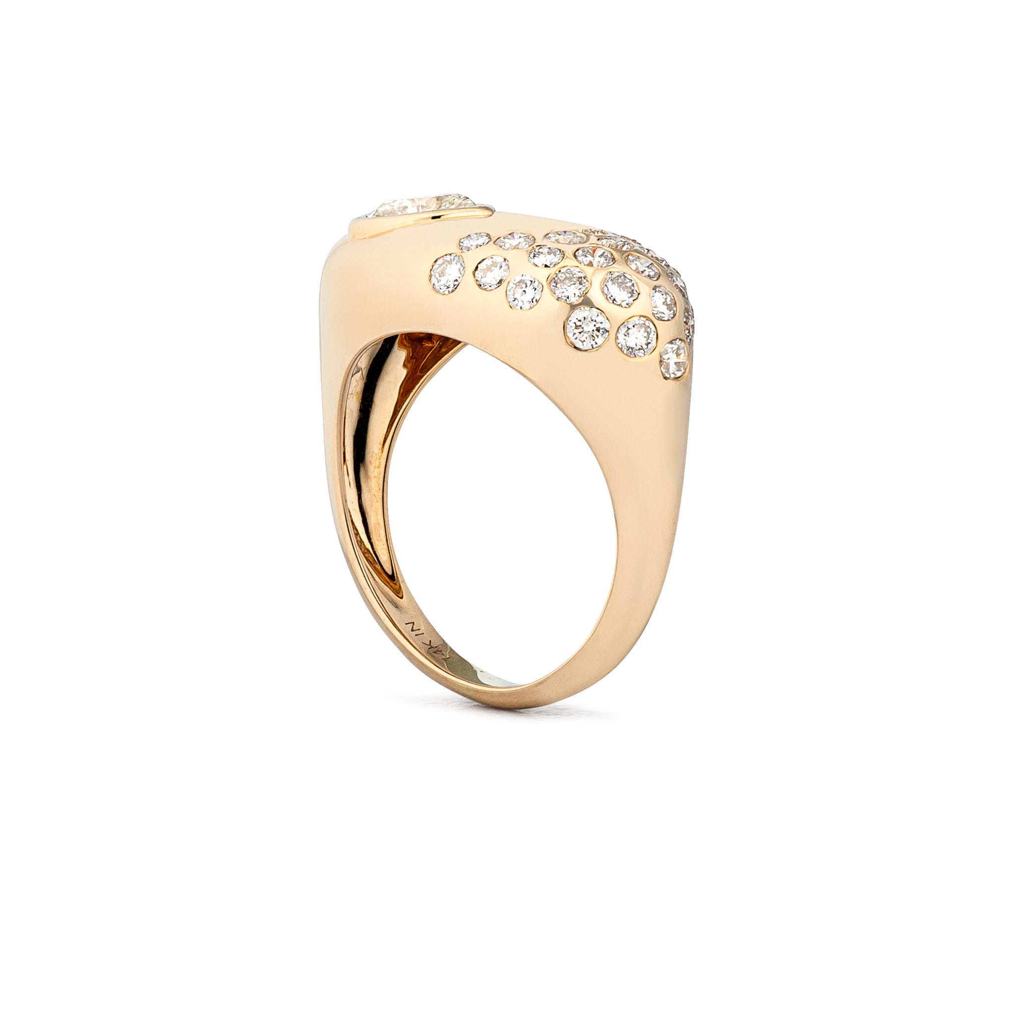 14 Karat Yellow Gold Speckle Heart Ring