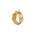 Load image into Gallery viewer, 14 Karat Yellow Gold Pear Diamond Barrel Pinky Ring
