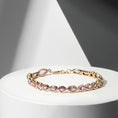 Load image into Gallery viewer, 14 Karat Yellow Gold Multi Shape Pink Sapphire Bracelet
