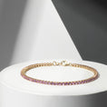 Load image into Gallery viewer, 14 Karat Yellow Gold Pink Sapphire Tennis Bracelet
