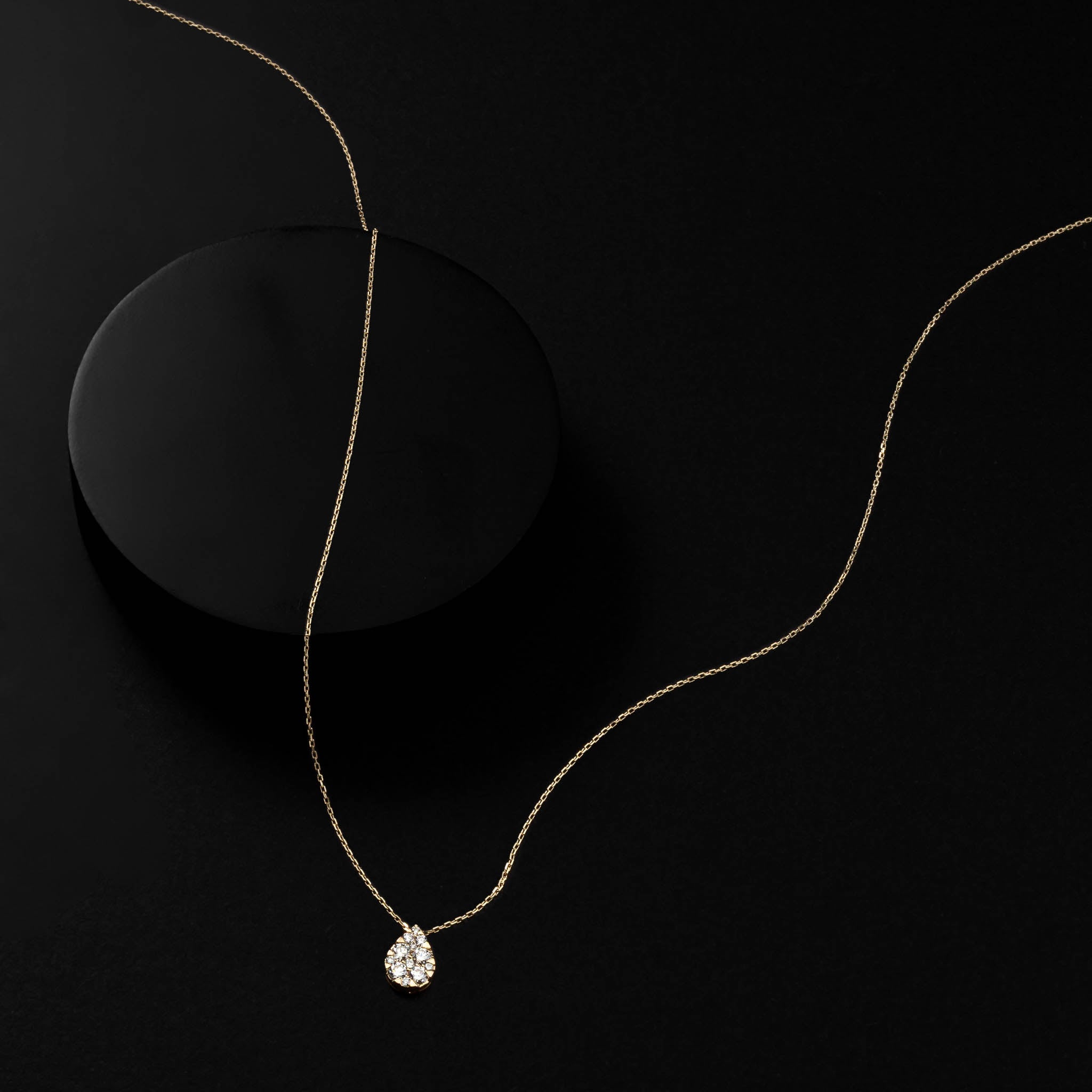 Yellow Gold Pave Diamond Slide Large Pear Necklace