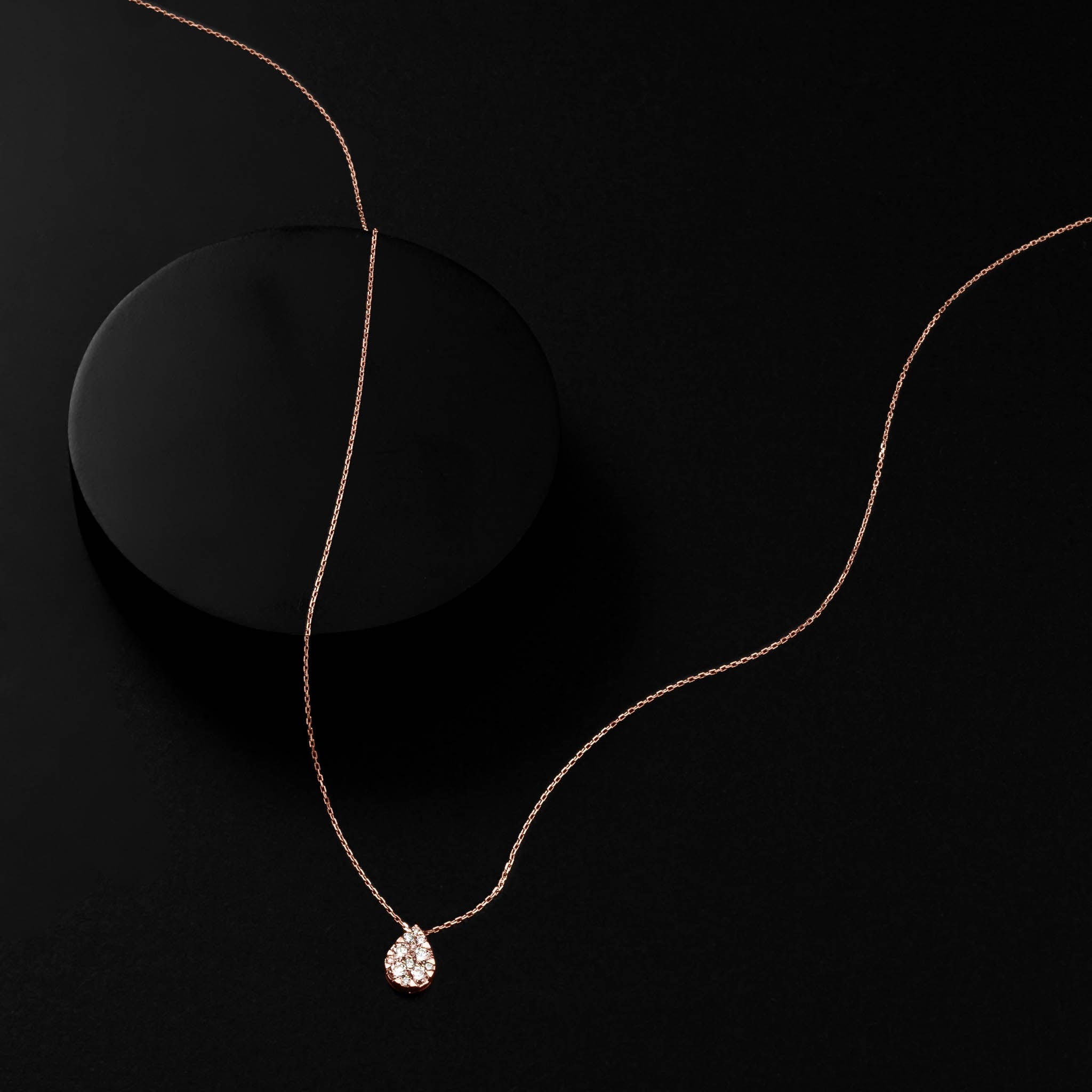 Rose Gold Pave Diamond Slide Large Pear Necklace