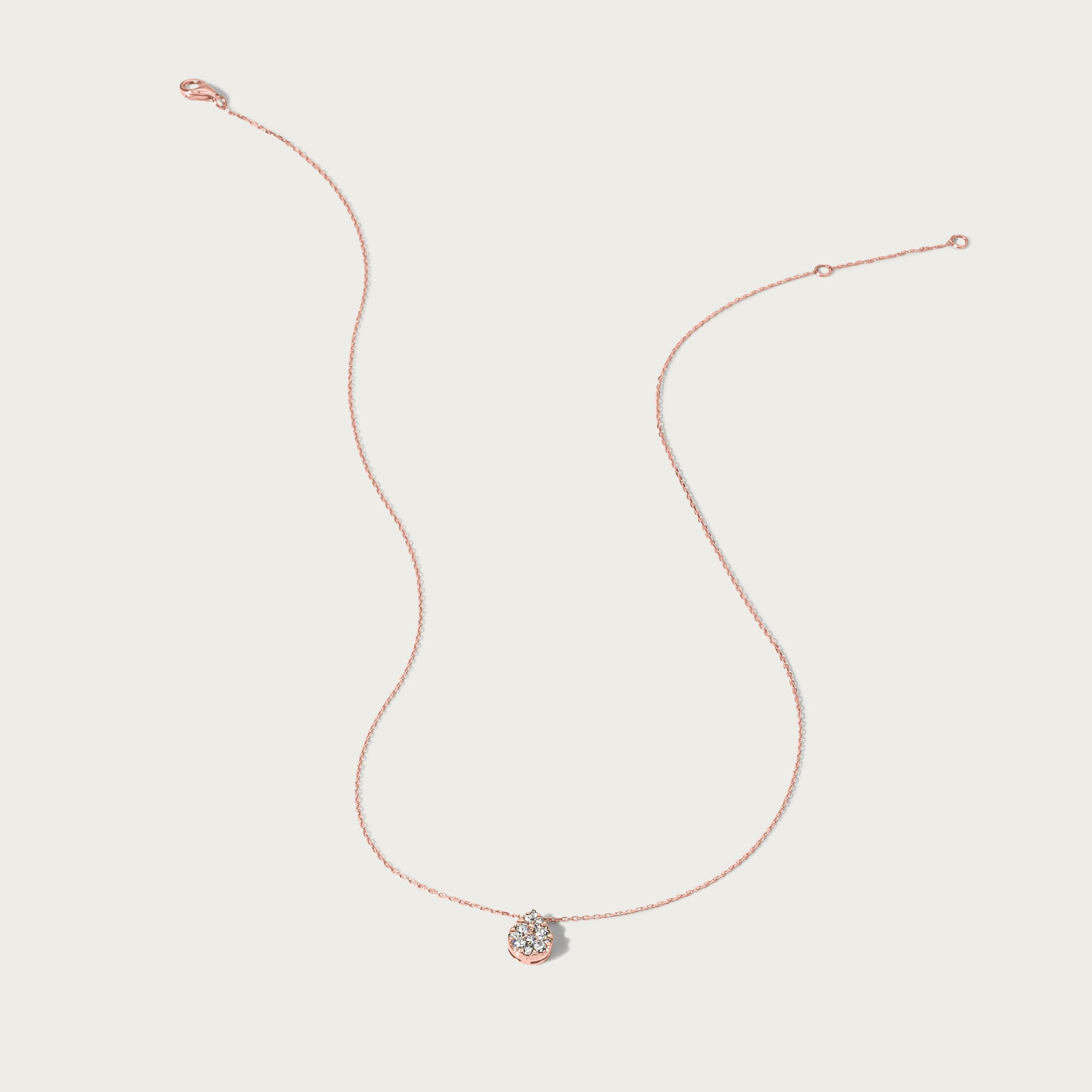 Rose Gold Pave Diamond Slide Large Pear Necklace