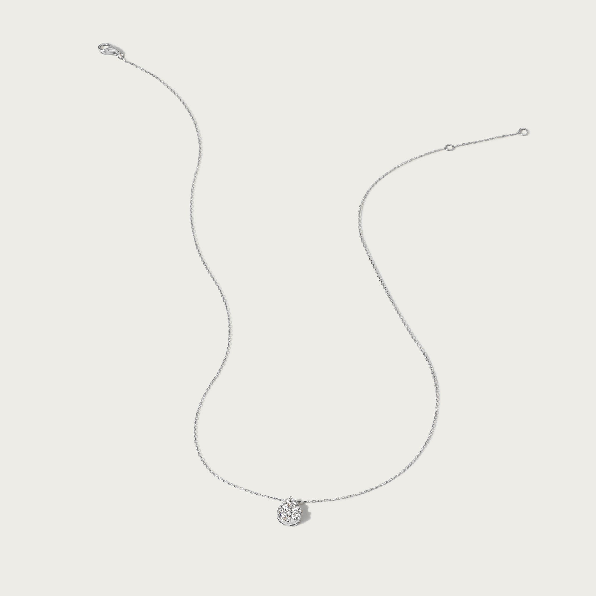 White Gold Pave Diamond Slide Large Pear Necklace