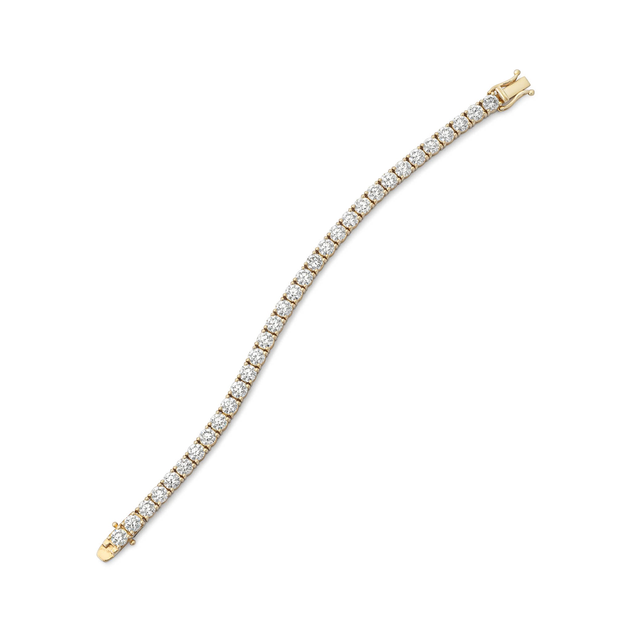 18 Karat Yellow Gold 12.00ct Diamond Tennis Bracelet